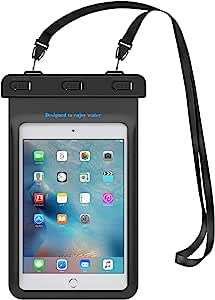 ipad 防水ケース お風呂 ATiC 8インチ以下タブレット用透明防水ケース 首掛け式とハンドホルダー式 防水レベルIPx8 ストラップつき iPad mini 6 2021 iPad mini 5 2019 Fire HD 8/HD 8 Plus などのタブレットに適用 浴室お風呂・プール水泳・砂浜海水浴に BLACK