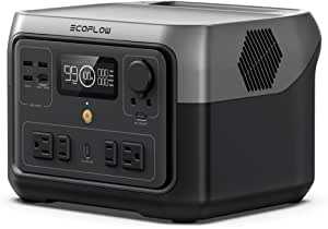 EcoFlow ポータブル電源 RIVER 2 Max 6倍長寿命 512Wh 大容量 60分満充電 / リン酸鉄リチウムイオン電池 / 充放電サイクル3,000回以上 / 高耐久 / BMS電池保護機能 / 液晶大画面 / アプリ遠隔操作 / 軽量化デザイン / AC(定格500W サージ1000W X-Boostで750W）/ USB-A / USB-C キャンプ 車中泊 アウトドア 電力確保 停電対策 防災グッズ (エコフロー リバー２マックス)